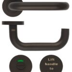 Zoo Hardware ZCS Architectural RTD Lever On Round Rose, Powder Coated Black - ZCS030LL-PCB (sold in pairs)