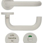 Zoo Hardware ZCS Architectural RTD Lift To Lock DIN Lever On Round Rose, Powder Coated White - ZCS030LL-PCW (sold in pairs)