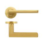 Zoo Hardware Stanza Venice Lever On Round Rose, Favo Satin Brass - ZPZ070-FSB (sold in pairs)