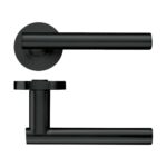 Zoo Hardware Stanza Lucca Lever On Round Rose, Oscuro Matt Black - ZPZ090-OMB (sold in pairs)