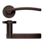 Zoo Hardware Stanza Adria Lever On Round Rose, Etna Bronze - ZPZ100-ETB (sold in pairs)