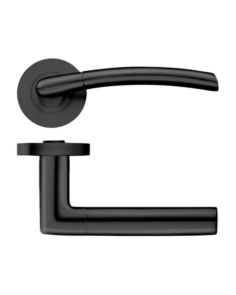 Zoo Hardware Stanza Olympus Lever On Round Rose, Oscuro Matt Black - ZPZ140-OMB (sold in pairs) - Image 1