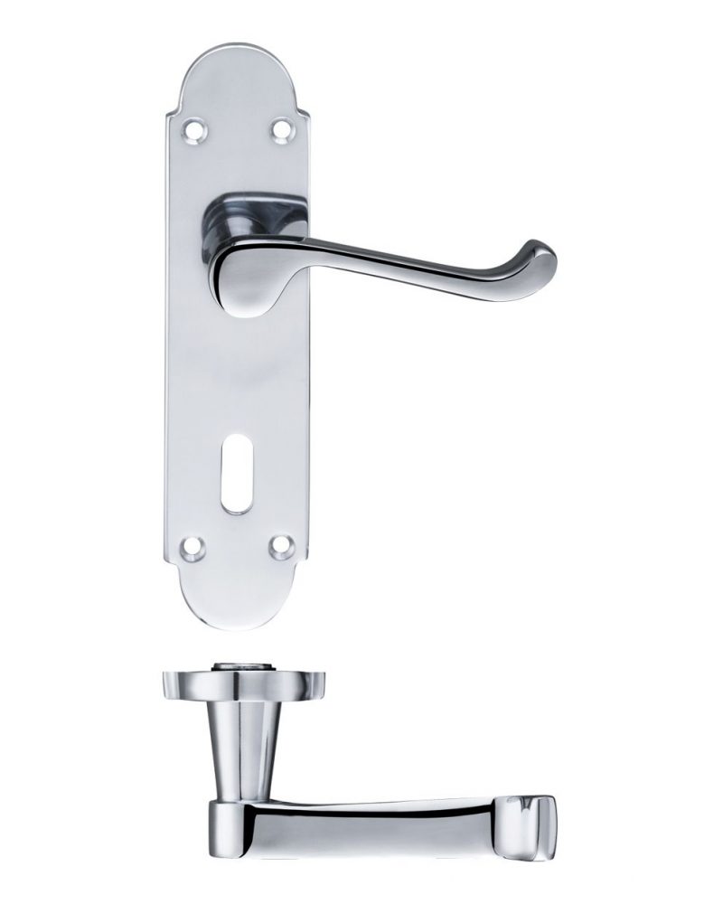 Zoo Hardware Fulton & Bray Oxford Door Handles On Backplate, Polished Chrome - FB011CP (sold in pairs) - Image 1