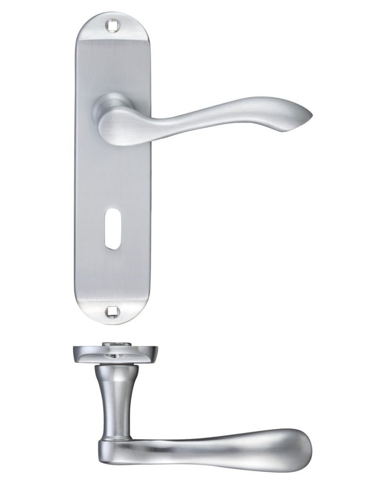 Zoo Hardware Fulton & Bray Arundel Door Handles On Backplate, Satin Chrome - FB021SC (sold in pairs) - Image 1