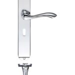 Zoo Hardware Fulton & Bray Arundel Door Handles On Long Backplate, Polished Chrome - FB031CP (sold in pairs)