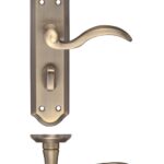 Zoo Hardware Fulton & Bray Winchester Door Handles On Backplate, Florentine Bronze - FB053FB (sold in pairs)