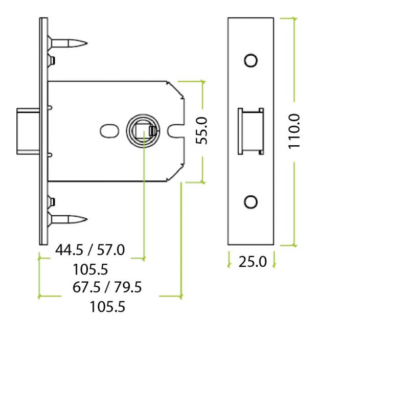 Zoo Hardware Flat Dead Bolt (67.5mm, 79.5mm OR 105.5mm), Satin Stainless Steel - ZUKFD64SS - Image 2