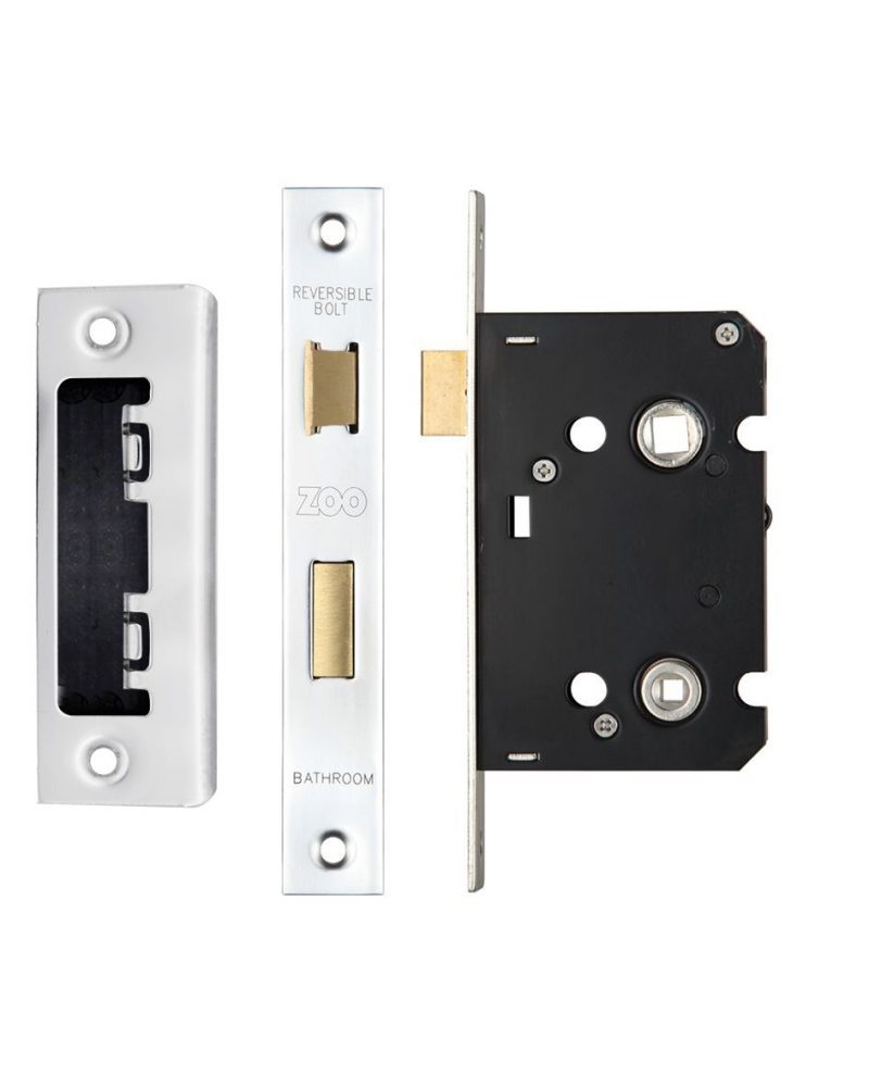 Zoo Hardware Contract Bathroom Lock (64mm OR 76mm), Polished Stainless Steel - ZBC64PS - Image 1