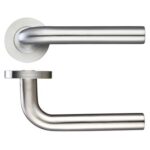 Zoo Hardware ZCS Architectural Radius Lever On Round Rose, Satin Stainless Steel - ZCS020SS (sold in pairs)