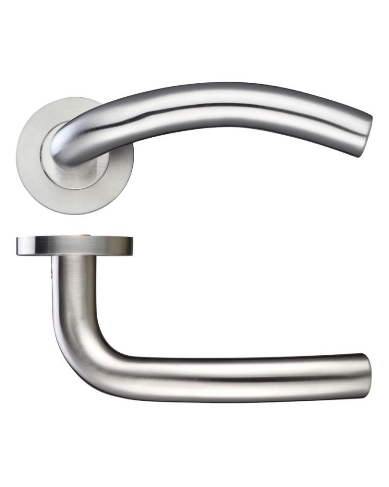 Zoo Hardware ZCS Architectural Arched Lever On Round Rose, Satin Stainless Steel - ZCS040SS (sold in pairs) - Image 1
