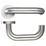 Zoo Hardware ZCS Architectural RTD Lever On Round Rose, Satin Stainless Steel - ZCS080SS (sold in pairs)