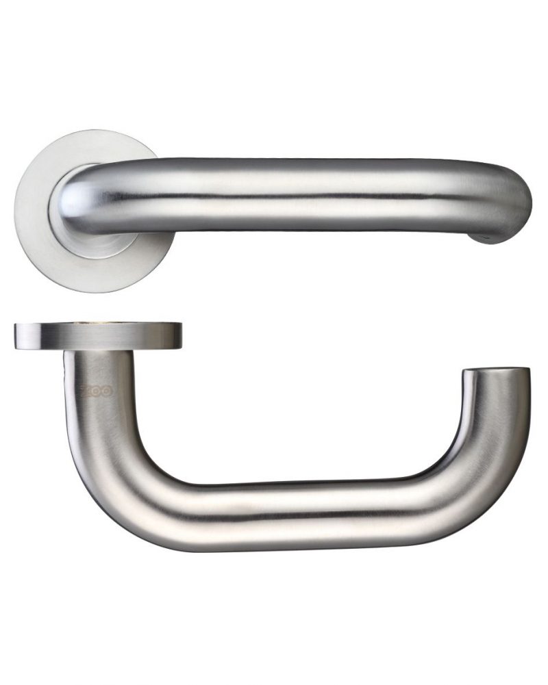 Zoo Hardware ZCS Architectural RTD Lever On Round Rose, Satin Stainless Steel - ZCS080SS (sold in pairs) - Image 1