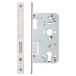 Zoo Hardware Vier 72mm c/c DIN Single Throw Dead Lock (Square Or Radius Profile), Satin Stainless Steel - ZDL0060STSS
