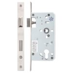 Zoo Hardware Vier 72mm c/c Euro Sash DIN Lock (Square Or Radius Profile), Satin Stainless Steel - ZDL7255SS