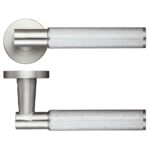 Zoo Hardware ZPS Athena Knurled Lever On Round Rose, Satin Stainless Steel - ZPS120SS (sold in pairs)