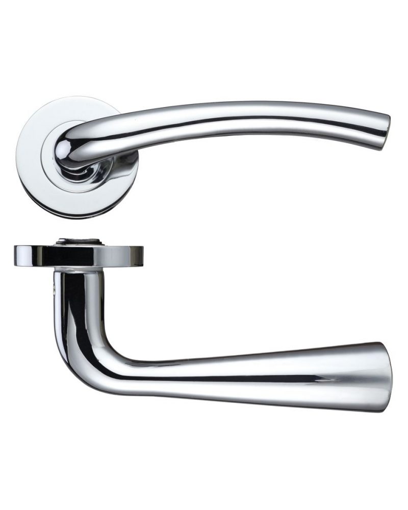 Zoo Hardware Stanza Assisi Lever On Round Rose, Polished Chrome - ZPZ010CP (sold in pairs) - Image 1
