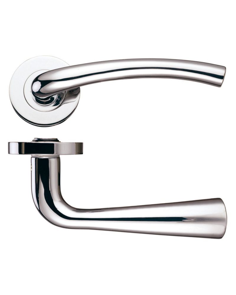 Zoo Hardware Stanza Assisi Lever On Round Rose, Polished Nickel - ZPZ010PN (sold in pairs) - Image 1