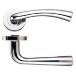 Zoo Hardware Stanza Florence Lever On Round Rose, Polished Nickel - ZPZ020PN (sold in pairs)