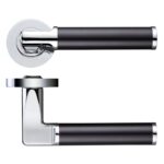 Zoo Hardware Stanza Milan Lever On Round Rose, Dual Finish Polished Chrome & Matt Black - ZPZ030CPMB (sold in pairs)