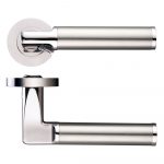 Zoo Hardware Stanza Milan Lever On Round Rose, Dual Finish Polished Nickel & Satin Stainless Steel - ZPZ030PNSS (sold in pairs)
