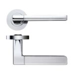 Zoo Hardware Stanza Venice Lever On Round Rose, Dual Finish Satin Chrome & Polished Chrome - ZPZ070SCCP (sold in pairs)