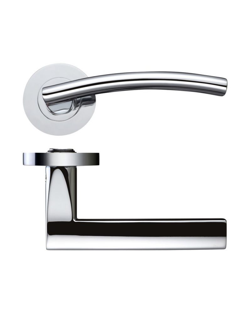 Zoo Hardware Stanza Amalfi Lever On Round Rose, Polished Chrome - ZPZ080CP (sold in pairs) - Image 1