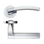 Zoo Hardware Stanza Amalfi Lever On Round Rose, Dual Finish Satin Chrome & Polished Chrome - ZPZ080SCCP (sold in pairs)