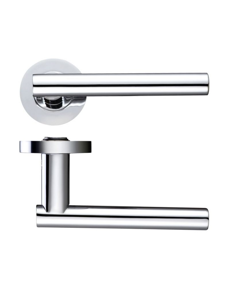 Zoo Hardware Stanza Lucca Lever On Round Rose, Polished Chrome - ZPZ090CP (sold in pairs) - Image 1