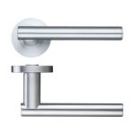 Zoo Hardware Stanza Lucca Lever On Round Rose, Satin Chrome - ZPZ090SC (sold in pairs)