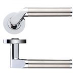 Zoo Hardware Stanza Venus Lever On Round Rose, Dual Finish Polished Chrome & Satin Chrome - ZPZ120CPSS (sold in pairs)