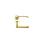 Zoo Hardware Stanza Olympus Lever On Round Rose, Favo Satin Brass - ZPZ140-FSB (sold in pairs)