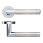 Zoo Hardware Stanza Luna Lever On Round Rose, Dual Finish Polished Chrome & Satin Stainless Steel - ZPZ170CPSS (sold in pairs)
