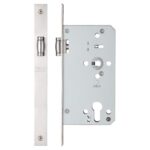 Zoo Hardware Vier 72mm c/c DIN Roller Latch (Square Or Radius Profile), Satin Stainless Steel - ZRD0060LSS