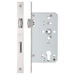 Zoo Hardware Vier 72mm c/c DIN Roller Sash Lock (Square Or Radius Profile), Satin Stainless Steel - ZRD7260SS