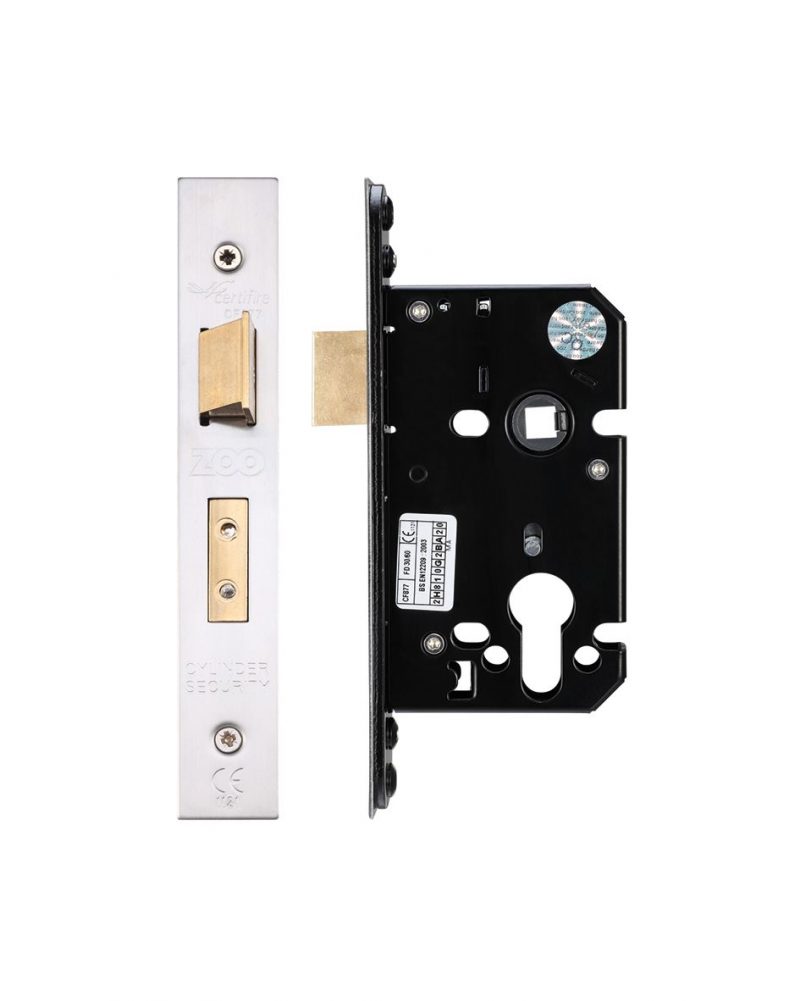 Zoo Hardware Euro Sash Lock (67.5mm OR 79.5mm), Satin Stainless Steel - ZUKS64EPSS - Image 1