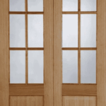 Oak Hampstead Clear Glazed Rebated Pair RHPO Prefinished Internal Door