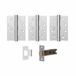 Polished Chrome Tone Internal Fire Door Hinge and Latch Pack